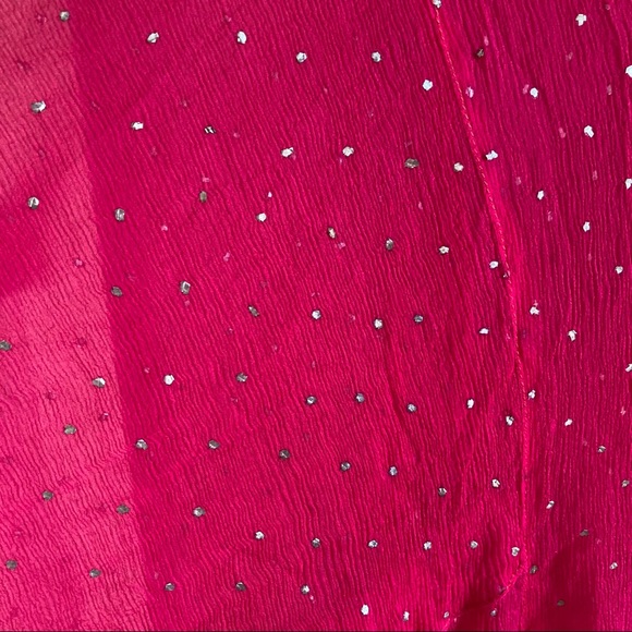 Hot Pink Fuchsia Sheer V-neck Tunic Kurti with Gold Dots - Picture 5 of 6